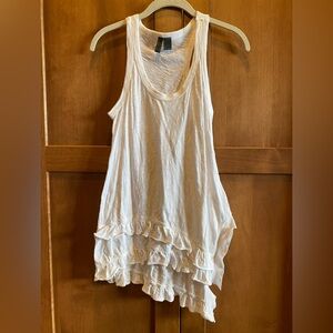 Women's White Anthropologie Ruffled Tank Top